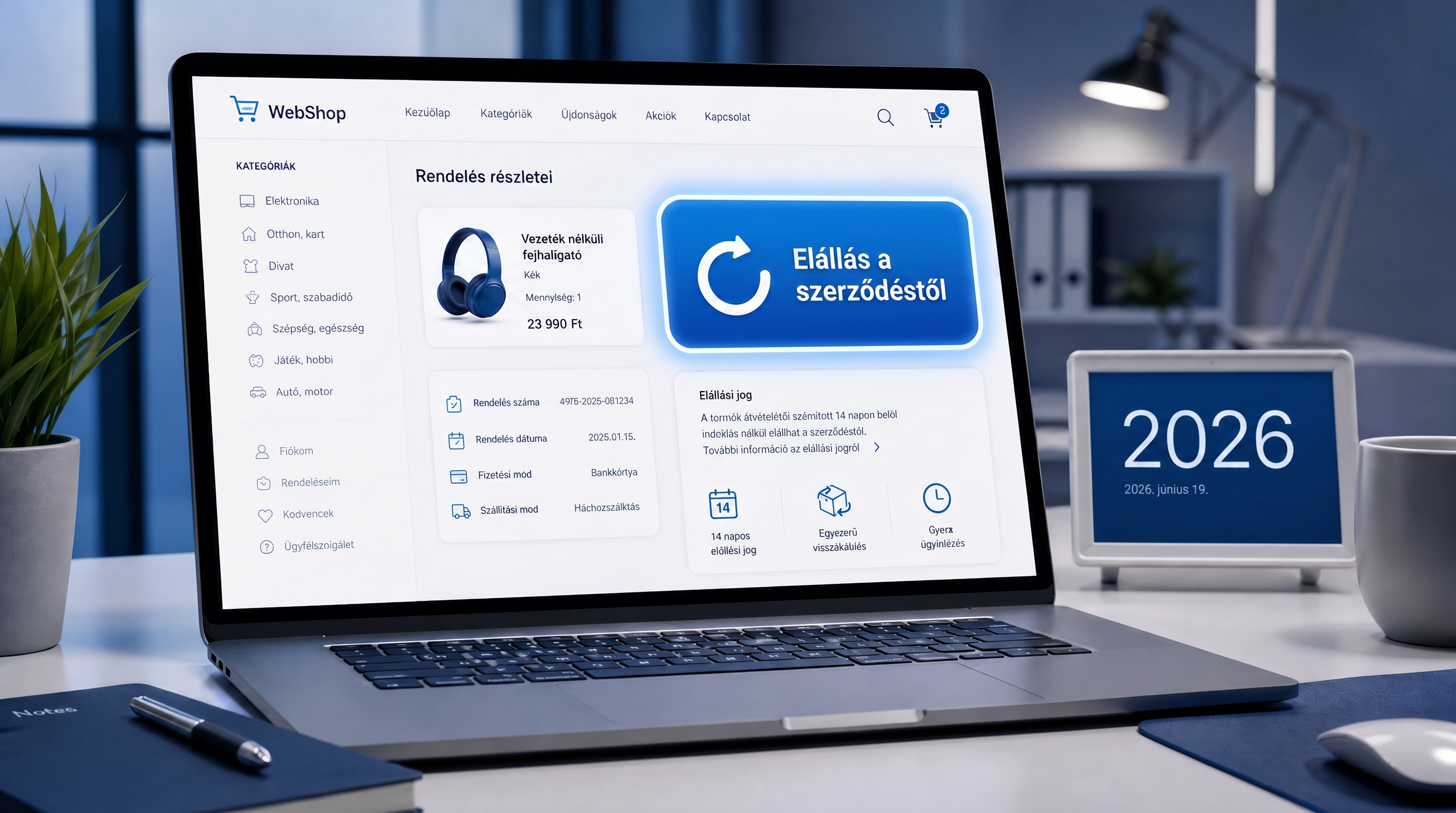 Kötelező „elállási gomb” a webshopokban 2026-tól, így készítsd fel a rendszeredet